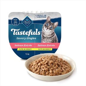 Blue Buffalo Tastefuls Savory Singles Natural Wet Cat Food Paté, Chicken and Turkey Variety Pack, 2.6-oz Trays, 24-Count