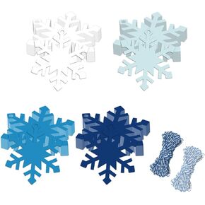 Whaline 120Pcs Christmas Winter Paper Gift Tags Pink White Snowflake Hanging Name Tags with Hemp Rope Snowflake Label Tags for Party Favor Decor Supplies