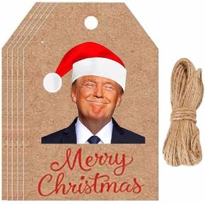 50 Pack Trump Christmas Gift Tags,Funny Cute MAGA Santa Xmas Merry Christmas Holiday Gifts Wrapping Tags Labels
