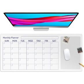 Aothia Clear Desk Mat - 32x16 Inch Desk Pad for Keyboard and Mouse, Desk Cover Protector, Large Mouse Pad, Frosted Transparent Mat for Office and Home Desktop (Weekly)