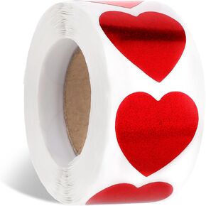 500PCS Red Heart Stickers,Heart Stickers Valentine's Day Decorations 1 Inch Self-Adhesive Heart Stickers Red Glitter Heart Decorative Shape Labels for Mother’s Day,Day,Envelopes,Wedding,Scrapbooking