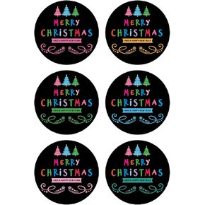 2'' 102PCS Black Merry Christmas Stickers Labels Adhesive Decorative Envelope Seals Stickers for Cards Envelopes Boxes