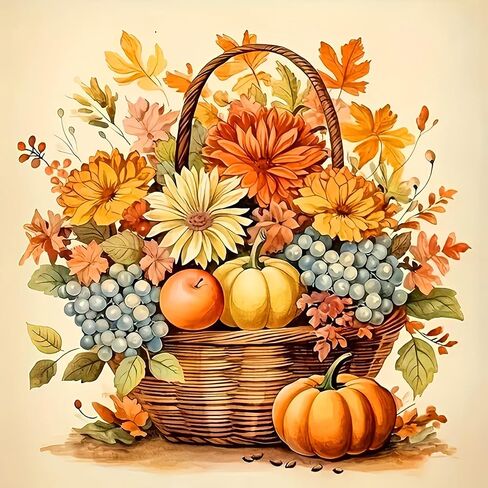 Axquilon Fall Paint by Numbers for Adults Beginners-DIY Fall Adult Paint by Number Kits Painting on Canvas, Flowers Painting by Numbers for Adults, Craft Kits for Adults 16x16 Inch in Saudi Arabia