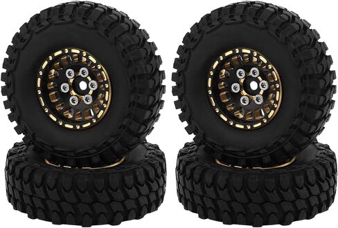 1.0 Brass Beadlock Wheel Tires Set 4PCS Tires for for 1/18 1/24 RC Crawler Car Axial AX24 SCX24 FMS FCX24 TRX4M Metal Upgrade (Offset) in Saudi Arabia