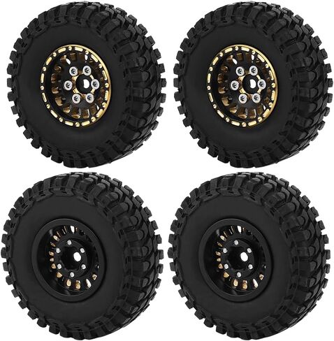 1.0 Brass Beadlock Wheel Tires Set 4PCS Tires for for 1/18 1/24 RC Crawler Car Axial AX24 SCX24 FMS FCX24 TRX4M Metal Upgrade (Offset) in Saudi Arabia