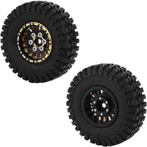 1.0 Brass Beadlock Wheel Tires Set 4PCS Tires for for 1/18 1/24 RC Crawler Car Axial AX24 SCX24 FMS FCX24 TRX4M Metal Upgrade (Offset) in Saudi Arabia