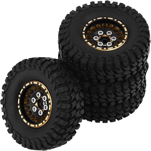 1.0 Brass Beadlock Wheel Tires Set 4PCS Tires for for 1/18 1/24 RC Crawler Car Axial AX24 SCX24 FMS FCX24 TRX4M Metal Upgrade (Offset) in Saudi Arabia