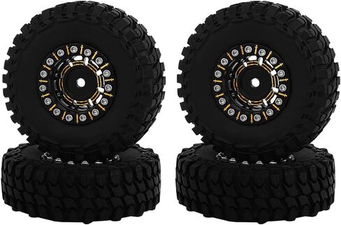 1.0 Brass Beadlock Wheel Tires Set 4PCS Tires for for 1/18 1/24 RC Crawler Car Axial AX24 SCX24 FMS FCX24 TRX4M Metal Upgrade (Offset) in Saudi Arabia