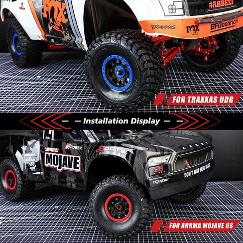 RCAWD Pre-Glued RC Hobby Wheel and Tires for ARRMA Mojave 6S & for Traxxas UDR Unlimited Desert Racer Upgrades, 1/7 Rubber Nylon Foam Inserts Parts #ARA550065, #ARA550069#8474X #8474 Blue in Saudi Arabia
