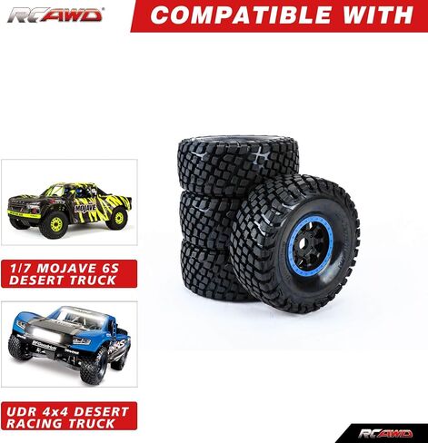 RCAWD Pre-Glued RC Hobby Wheel and Tires for ARRMA Mojave 6S & for Traxxas UDR Unlimited Desert Racer Upgrades, 1/7 Rubber Nylon Foam Inserts Parts #ARA550065, #ARA550069#8474X #8474 Blue in Saudi Arabia