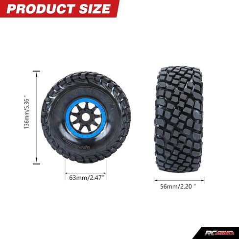 RCAWD Pre-Glued RC Hobby Wheel and Tires for ARRMA Mojave 6S & for Traxxas UDR Unlimited Desert Racer Upgrades, 1/7 Rubber Nylon Foam Inserts Parts #ARA550065, #ARA550069#8474X #8474 Blue in Saudi Arabia