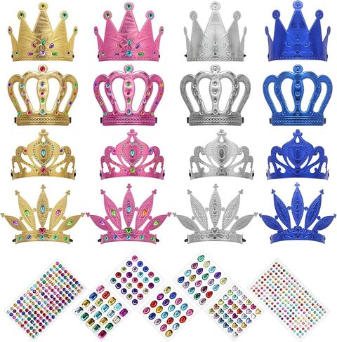 AHIER 23 Pieces Foam Crowns Set, Princess Tiaras Crowns DIY Party Crowns Make Your Crowns With Diamond Sticker in Saudi Arabia