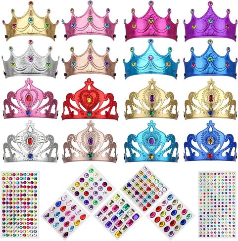 AHIER 23 Pieces Foam Crowns Set, Princess Tiaras Crowns DIY Party Crowns Make Your Crowns With Diamond Sticker in Saudi Arabia