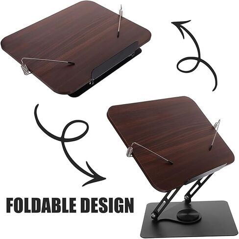 Computer Bracket Height&Angle Adjustable Book Holder 360° Rotating Base Foldable Cookbook Stand Recipe Book Holder with Elastic Page Clips in Saudi Arabia