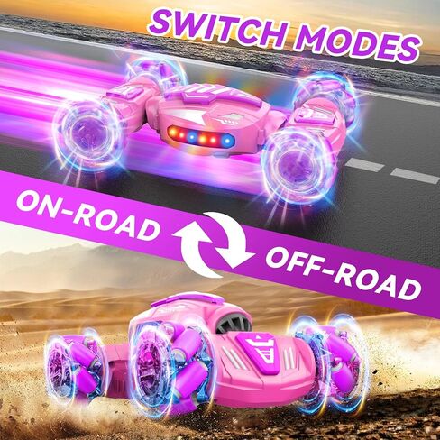 Gesture Sensing RC Stunt Car, Remote Control Car 360° Rotating 4WD 2.4Ghz RC Cars Transform Hand Controlled Car Toys with Light & Music, Best Gifts for Girls Age 4-7 8-12 in Kuwait