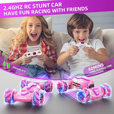 Gesture Sensing RC Stunt Car, Remote Control Car 360° Rotating 4WD 2.4Ghz RC Cars Transform Hand Controlled Car Toys with Light & Music, Best Gifts for Girls Age 4-7 8-12 in Kuwait