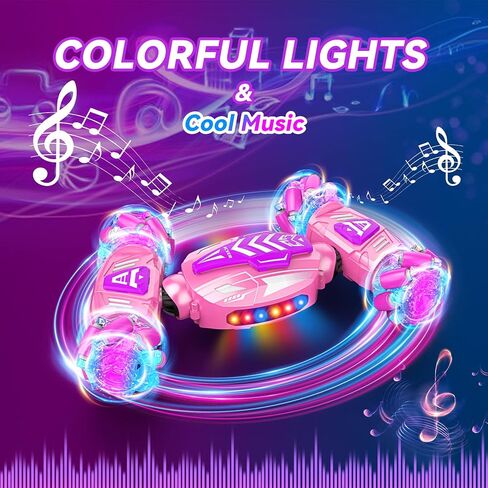 سيارة RC المثيرة بمستشعر الإيماءات، سيارة تحكم عن بعد تدور 360 درجة 4WD 2.4 جيجا هرتز، سيارات RC تحول ألعاب السيارات التي يتم التحكم فيها يدويًا مع الضوء والموسيقى، أفضل الهدايا للفتيات في سن 4-7 و8-12 in Kuwait