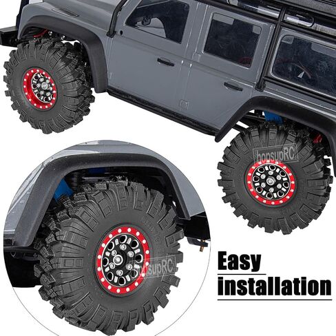 إطارات عجلة ألومنيوم 1.0 بوصة محور عجلات حافة Beadlock لـ 1/24 محوري SCX24 FCX24 1/18 TRX4M مقياس RC الزاحف Car. إطارات العجلات حافة شديدة التحمل Beadlock. أسود in Saudi Arabia