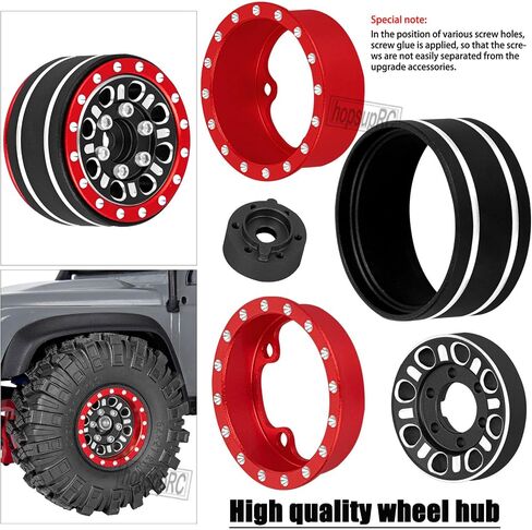 إطارات عجلة ألومنيوم 1.0 بوصة محور عجلات حافة Beadlock لـ 1/24 محوري SCX24 FCX24 1/18 TRX4M مقياس RC الزاحف Car. إطارات العجلات حافة شديدة التحمل Beadlock. أسود in Saudi Arabia
