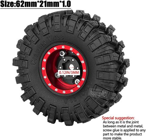 إطارات عجلة ألومنيوم 1.0 بوصة محور عجلات حافة Beadlock لـ 1/24 محوري SCX24 FCX24 1/18 TRX4M مقياس RC الزاحف Car. إطارات العجلات حافة شديدة التحمل Beadlock. أسود in Saudi Arabia
