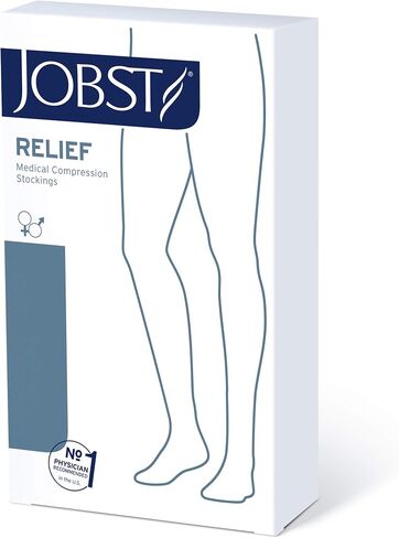 جوارب ضغط عالية متدرجة من JOBST للخصر 30-40 مم زئبقي - تصميم مريح للجنسين - مفتوح عند الأصابع، بيج، كبير in Kuwait
