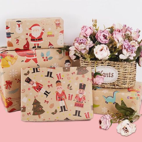 لفة ورق تغليف عيد الميلاد من Aimyoo Sports Dinosaur Kraft، ورق تغليف هدايا عيد الميلاد 17 بوصة × 32 قدم in Kuwait