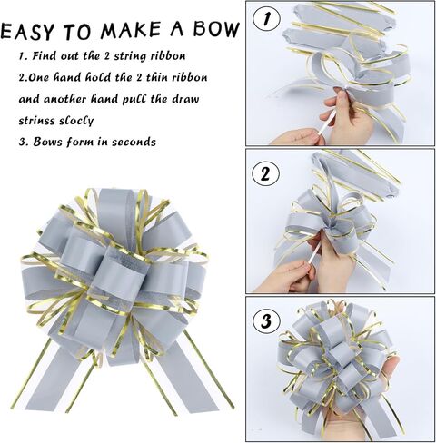 6 Pieces Large Pull Bows, 6 inches Gift Bow, Christmas, Party Birthday Gift Bow, Wedding Ribbon Bows for Wrapping Boxes or Baskets Decorations, Valentine's Day Gift Decorations Bow (Black) in Kuwait