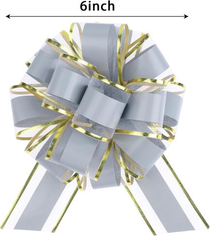 6 Pieces Large Pull Bows, 6 inches Gift Bow, Christmas, Party Birthday Gift Bow, Wedding Ribbon Bows for Wrapping Boxes or Baskets Decorations, Valentine's Day Gift Decorations Bow (Black) in Kuwait