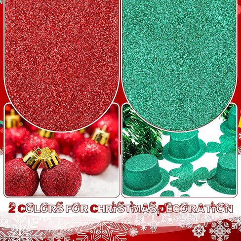 1 lb Christmas Extra Fine Glitter Set Red and Green Fine Glitter Plastic Glitter Powder for Christmas and Holiday Scrapbooking Crafts Tumblers Nails Ornaments(Red and Green) in Saudi Arabia