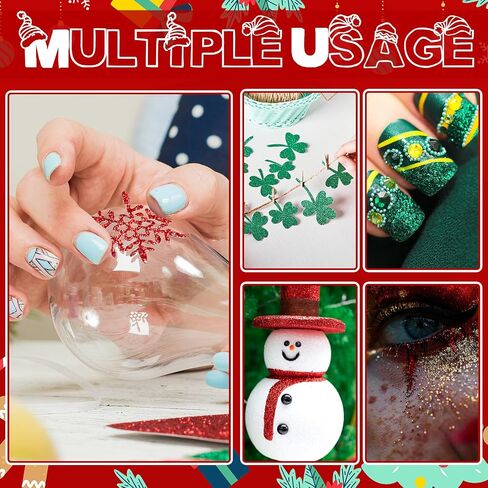 1 lb Christmas Extra Fine Glitter Set Red and Green Fine Glitter Plastic Glitter Powder for Christmas and Holiday Scrapbooking Crafts Tumblers Nails Ornaments(Red and Green) in Saudi Arabia