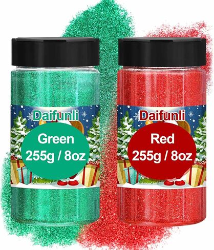 1 lb Christmas Extra Fine Glitter Set Red and Green Fine Glitter Plastic Glitter Powder for Christmas and Holiday Scrapbooking Crafts Tumblers Nails Ornaments(Red and Green) in Saudi Arabia