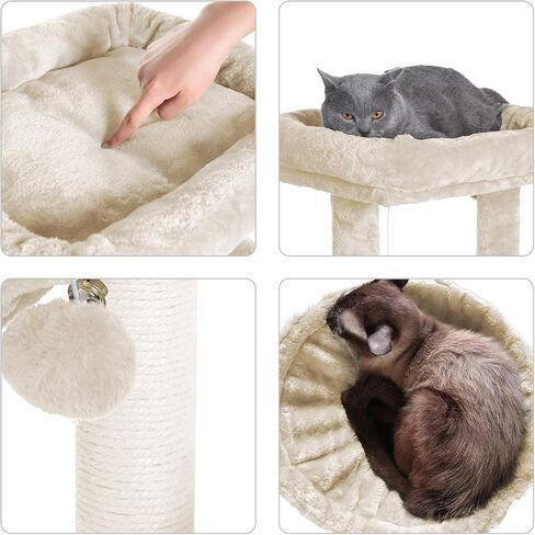 Hey-brother Cat Tree with Scratching Board, 2 Luxury Condos, 41.34 inches Cat Tower with Padded Plush Perch and Cozy Basket, Light Gray MPJ004W in Saudi Arabia