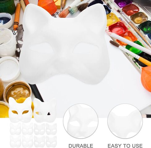 Toddmomy Therian Cat Mask Fox Mask - 10 قطع أقنعة قط غير مطلية أقنعة ثعلب فارغة أقنعة ثعلب ورقية بيضاء قناع قطة فارغ قناع قابل للطلاء قناع تنكر DIY لحفلات الهالوين in Saudi Arabia