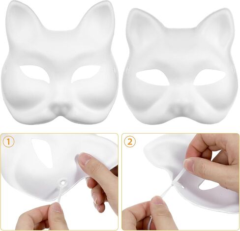 Toddmomy Therian Cat Mask Fox Mask - 10 قطع أقنعة قط غير مطلية أقنعة ثعلب فارغة أقنعة ثعلب ورقية بيضاء قناع قطة فارغ قناع قابل للطلاء قناع تنكر DIY لحفلات الهالوين in Saudi Arabia