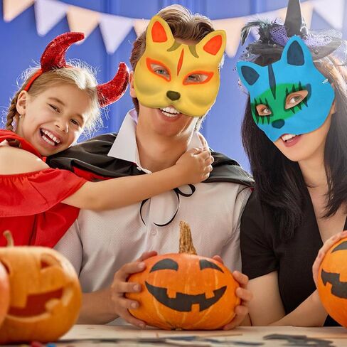 Toddmomy Therian Cat Mask Fox Mask - 10 قطع أقنعة قط غير مطلية أقنعة ثعلب فارغة أقنعة ثعلب ورقية بيضاء قناع قطة فارغ قناع قابل للطلاء قناع تنكر DIY لحفلات الهالوين in Saudi Arabia