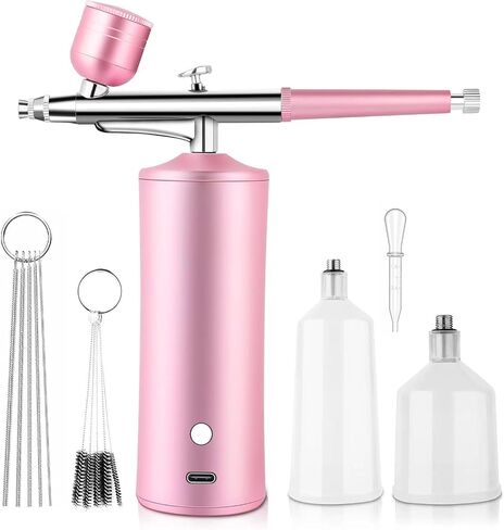 Airbrush Kit with Compressor, Miaphie Air Brush Machine for Nails, 0.3Mm Nozzle Oxygen Injector, Cordless Airbrush Gun, for Skin Hydration, Nail Art, Tattoo, Painting, Makeup, Cake, Barber in Saudi Arabia