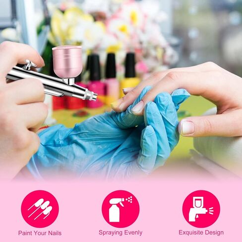 Airbrush Kit with Compressor, Miaphie Air Brush Machine for Nails, 0.3Mm Nozzle Oxygen Injector, Cordless Airbrush Gun, for Skin Hydration, Nail Art, Tattoo, Painting, Makeup, Cake, Barber in Saudi Arabia