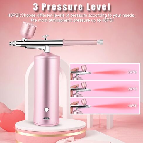 Airbrush Kit with Compressor, Miaphie Air Brush Machine for Nails, 0.3Mm Nozzle Oxygen Injector, Cordless Airbrush Gun, for Skin Hydration, Nail Art, Tattoo, Painting, Makeup, Cake, Barber in Saudi Arabia