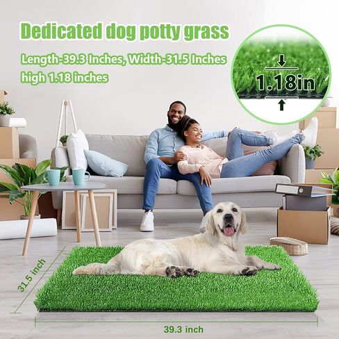 30 x 20 inches 2 Pack Fake Grass Pee for Dogs Artificial Grass Rug Pad for Puppy Potty Washable Grass Mat for Pet Training with Drainage Hole in Kuwait