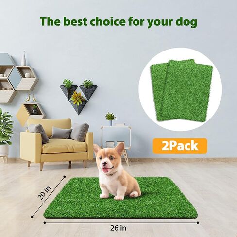 30 x 20 inches 2 Pack Fake Grass Pee for Dogs Artificial Grass Rug Pad for Puppy Potty Washable Grass Mat for Pet Training with Drainage Hole in Kuwait