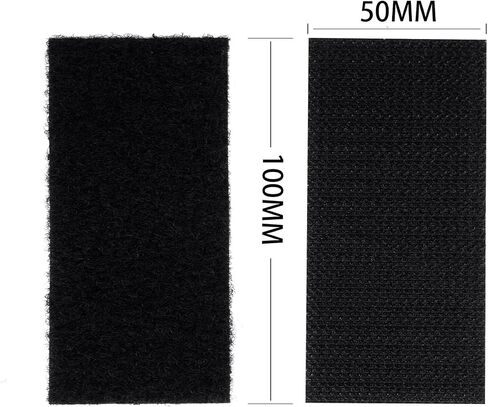 Melsan 2x4 Inch Adhesive Square Hook and Loop Tape - 12 Sets - Sticky Back Fastener for Indoor or Outdoor Use - Instead of Holes and Screws, Black in Kuwait