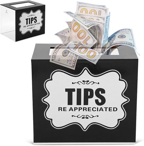 Tips Jar for Money, Acrylic Tip Cash Box for Bartender Bars Bars Money Container Suggestion Box Acrylic Collection Donation Raffle Jar Box for Restaurants Musicians Driver in Saudi Arabia