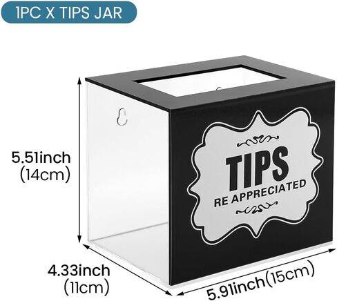 Tips Jar for Money, Acrylic Tip Cash Box for Bartender Bars Bars Money Container Suggestion Box Acrylic Collection Donation Raffle Jar Box for Restaurants Musicians Driver in Saudi Arabia