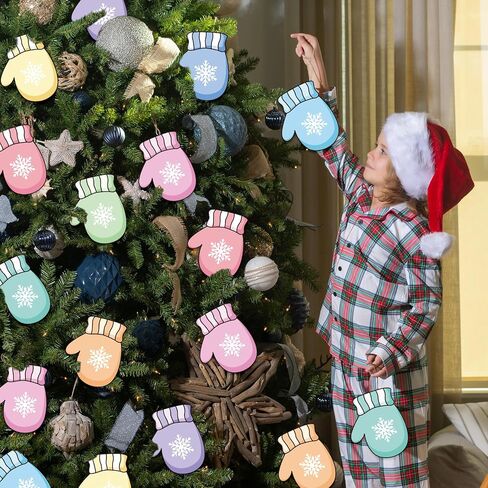 45Pcs Winter Paper Cutouts Colorful Snowflake Gloves Cut-Outs Christmas Bulletin Board Decoration with 100Pcs Glue Points for Xmas DIY Crafts Home Party Classroom in Saudi Arabia