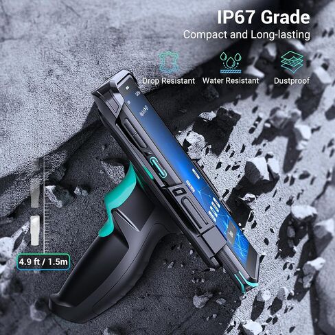 Tera Android 13 ماسح الباركود PDA: مع مسدس قبضة الشحن Wi-Fi 6 Qualcomm CPU SE4710 Zebra Scanner Data Terminal 5.5 بوصة شاشة لمس كاملة IP65 وعرة 4G GPS BT لإدارة WMS P166GC in Kuwait