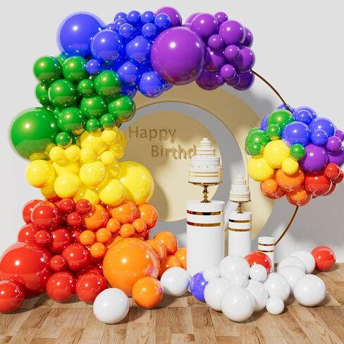 KAWKALSH 219Pcs Rainbow Balloons Garland Arch Kit Different Sizes Latex Balloons Assorted Pastel Party Balloons Arch for Birthday Baby Shower Wedding Engagement Anniversary Party Decorations in Saudi Arabia