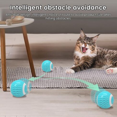 Smart Interactive Cat Toy Ball Wicked Ball,Automatic Moving Cat Ball Toys with Catnip,USB Rechargeable,Best Gift for Your Cat/Kitty,Blue in Saudi Arabia