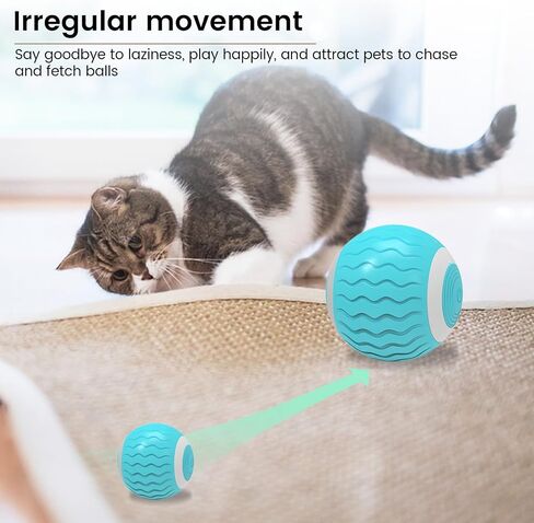 Smart Interactive Cat Toy Ball Wicked Ball,Automatic Moving Cat Ball Toys with Catnip,USB Rechargeable,Best Gift for Your Cat/Kitty,Blue in Saudi Arabia