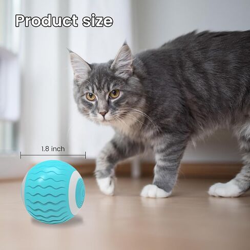 Smart Interactive Cat Toy Ball Wicked Ball,Automatic Moving Cat Ball Toys with Catnip,USB Rechargeable,Best Gift for Your Cat/Kitty,Blue in Saudi Arabia