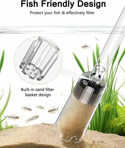 منظف ​​الحصى لحوض السمك من AQQA، 4 في 1، ترقية قوة الشفط اليدوية لخزان الأسماك، أدوات مكنسة كهربائية للحصى لمغير مياه الحوض مع تعديل تدفق المياه، يستخدم لتنظيف خزان الأسماك ورمل الحصى in Kuwait
